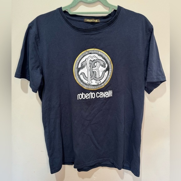 Roberto Cavalli tee navy snake graphic T-shirt sz XXL‎ - Picture 1 of 6